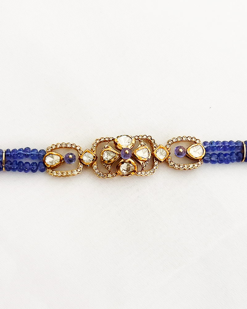 Polki Uncut Diamond Bracelet with Open Back Fliligree Craftmanship - K1BR18YPOL052