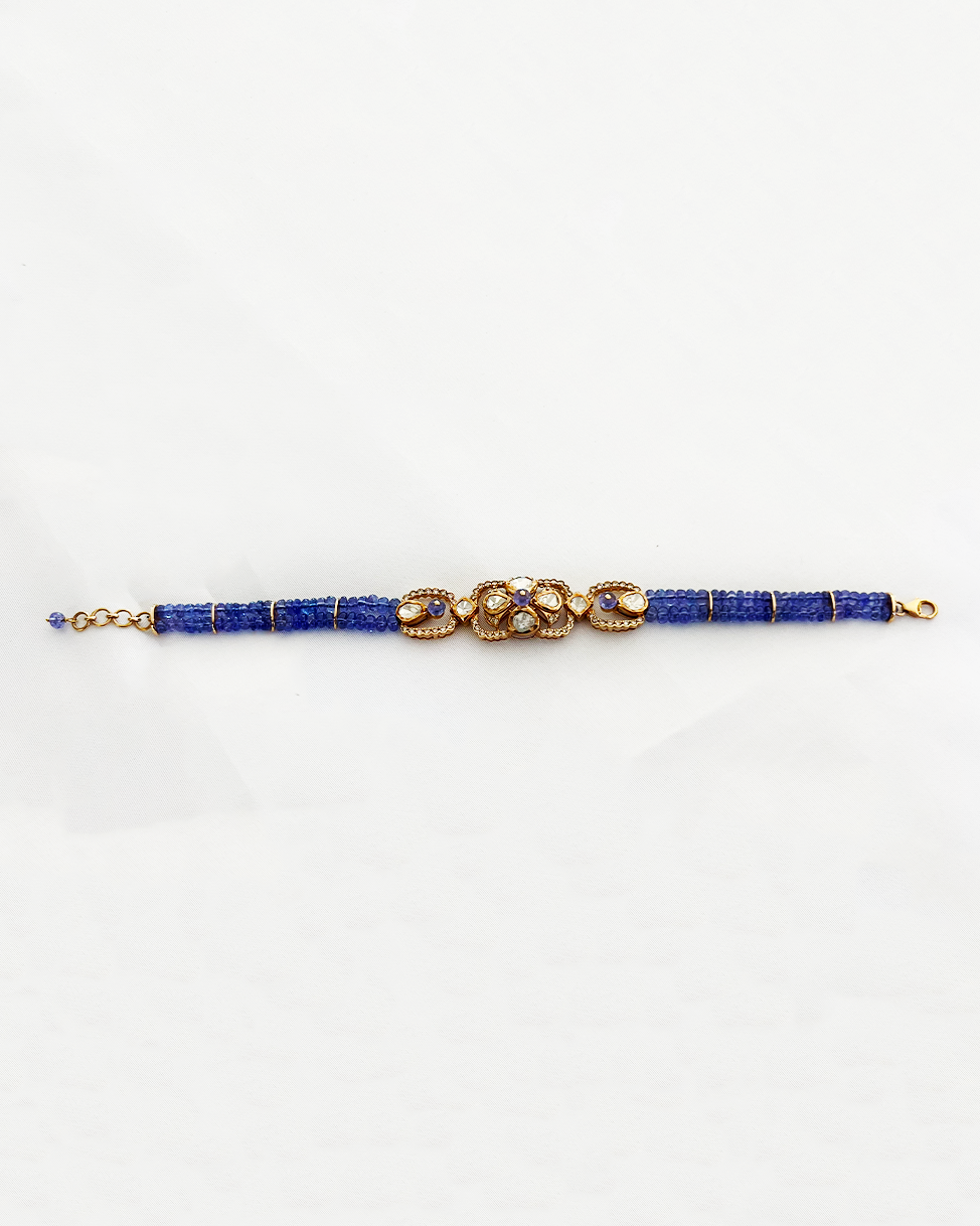 Polki Uncut Diamond Bracelet with Open Back Fliligree Craftmanship - K1BR18YPOL052