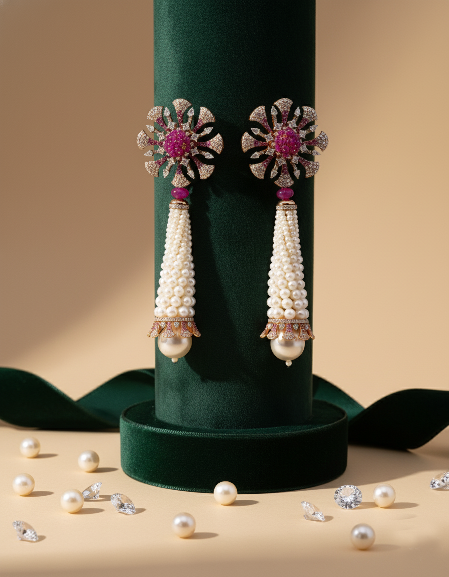 Princess & Pear-Cut Diamond Jumukkas in 18K Yellow Gold - K1EJ18YDIA012
