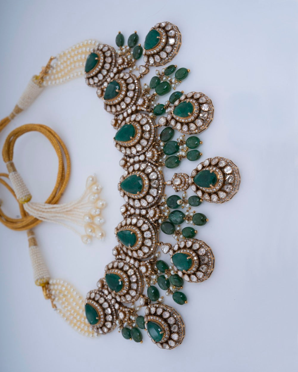 Polki Uncut Diamond Necklace with Victorian Finish - K1NK18YPOL030