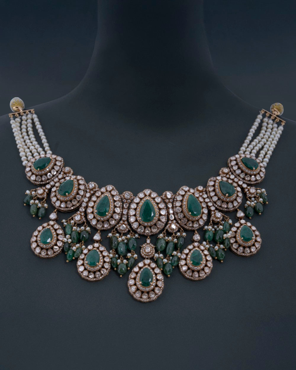 Polki Uncut Diamond Necklace with Victorian Finish - K1NK18YPOL030