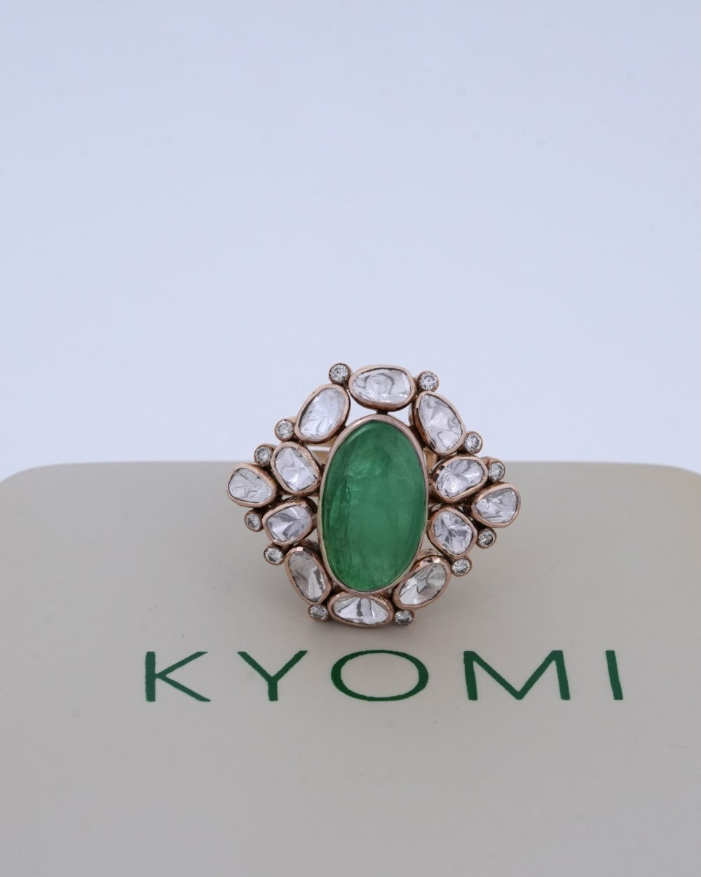 Polki Uncut Diamond Ring with Handcrafted Jali Back - K1RG18YPOL042