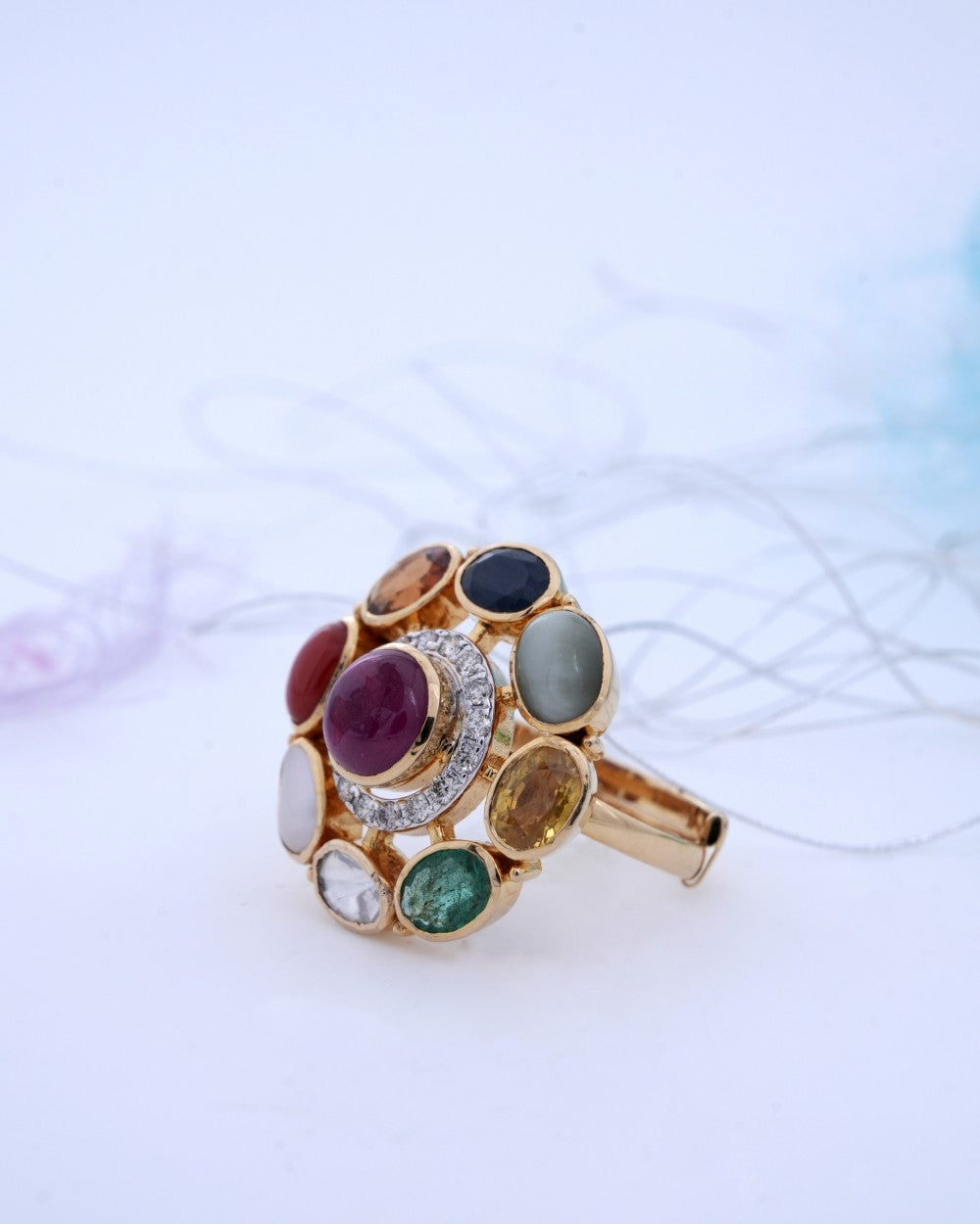 Polki Uncut Diamond Ring with Victorian Finish - K1RG18YPOL045