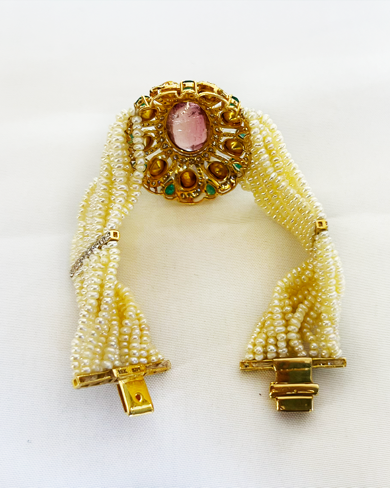 Polki Uncut Diamond Bracelet with Open Back Fliligree Craftmanship - K1BR18YPOL056