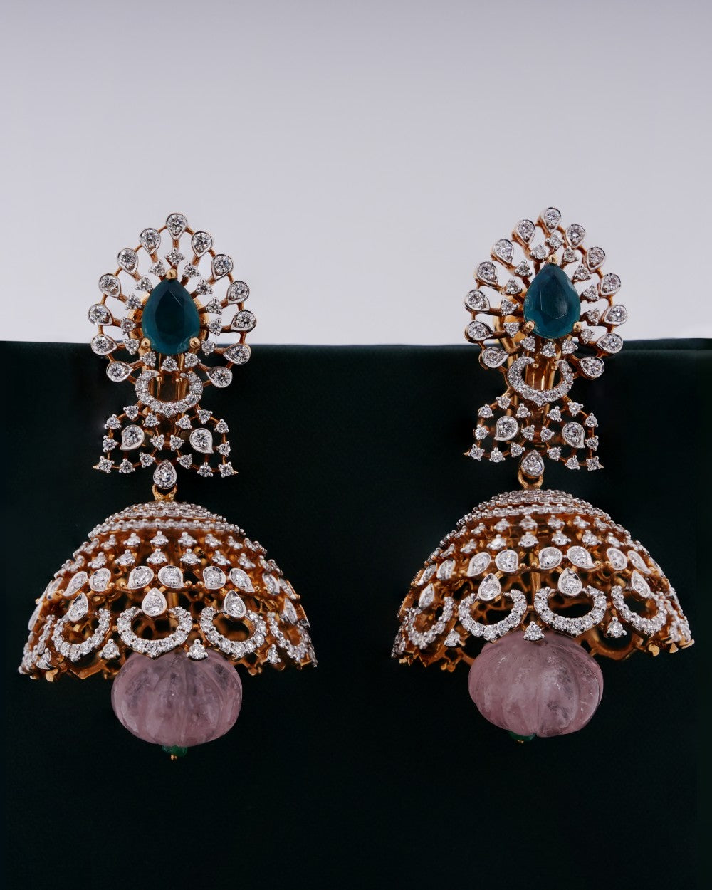 Brilliant Round-Cut Diamond Jumukkas in 18K Yellow Gold with Interchangeable Stones - K1EJ18YDIA013