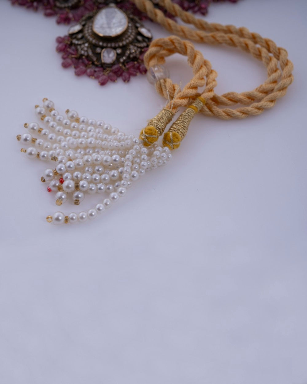 Polki Uncut Diamond Fancy Necklace with Open Back Fliligree Craftmanship - K1NK18YPOL022