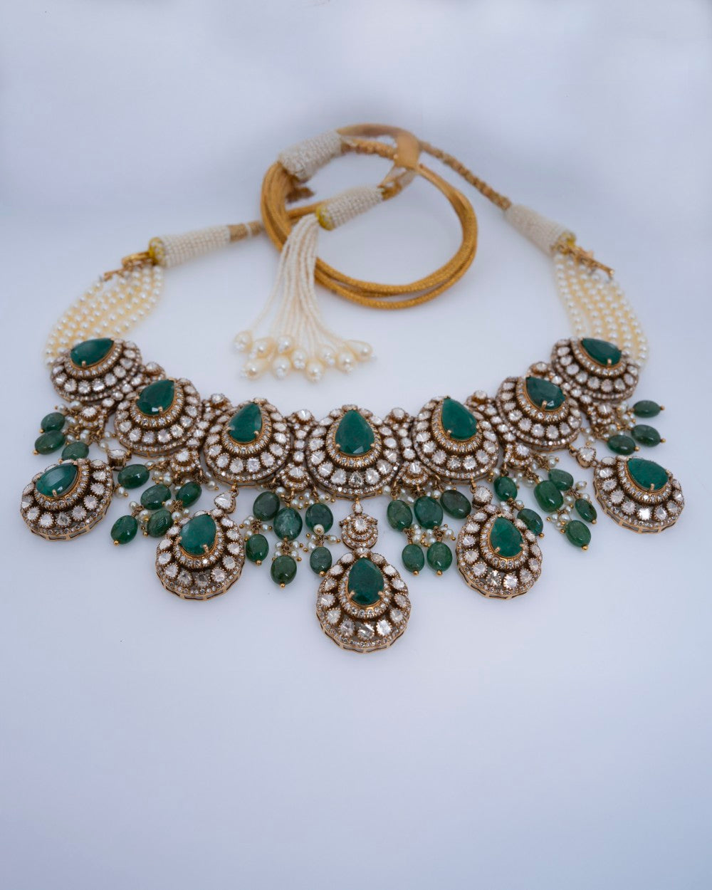 Polki Uncut Diamond Necklace with Victorian Finish - K1NK18YPOL030