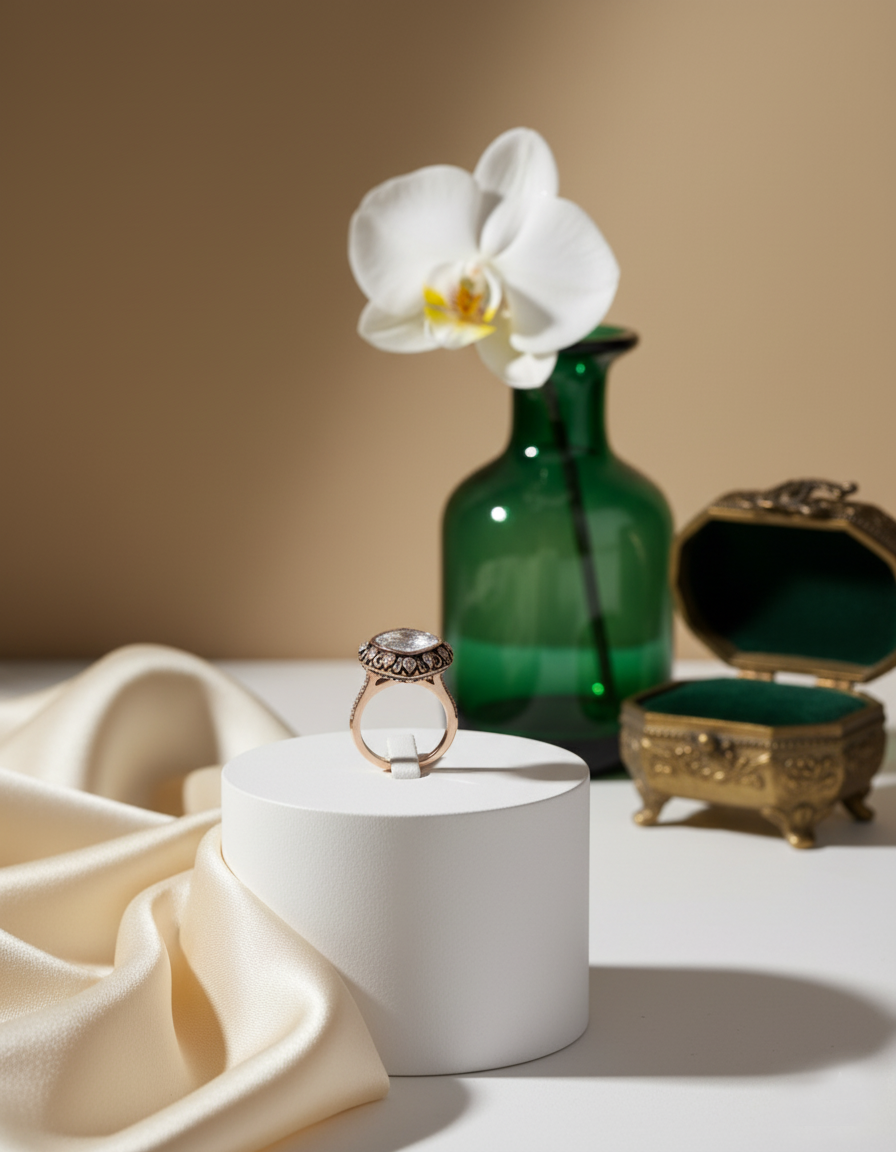 Polki Uncut Diamond Heart Shaped Ring - K1RG18YPOL034