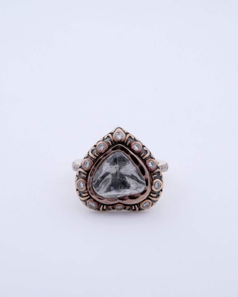 Polki Uncut Diamond Heart Shaped Ring - K1RG18YPOL034