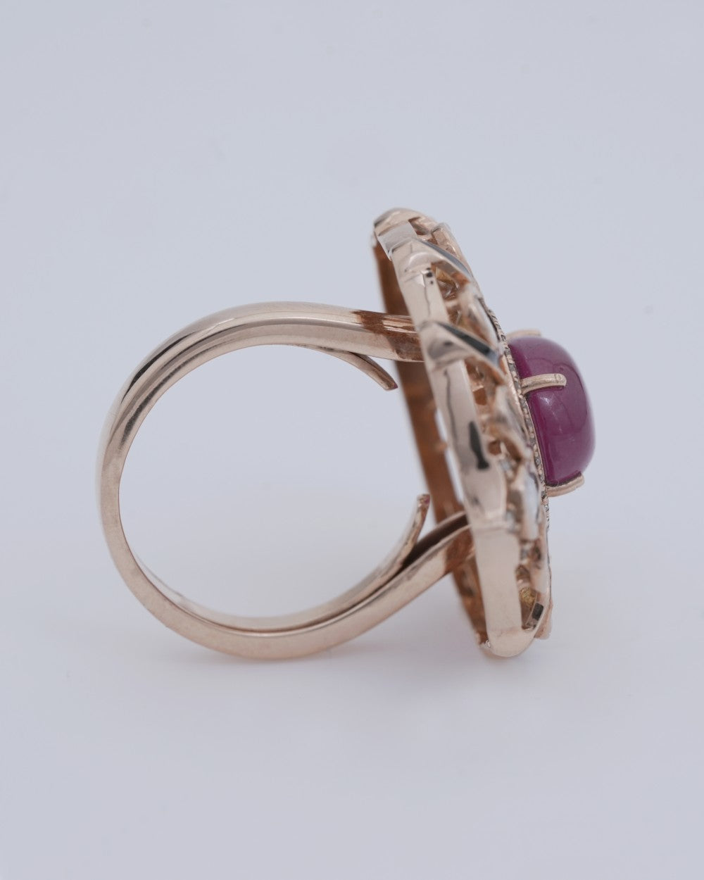 Polki Uncut Diamond Ring with Jali Work Backing - K1RG18YPOL041