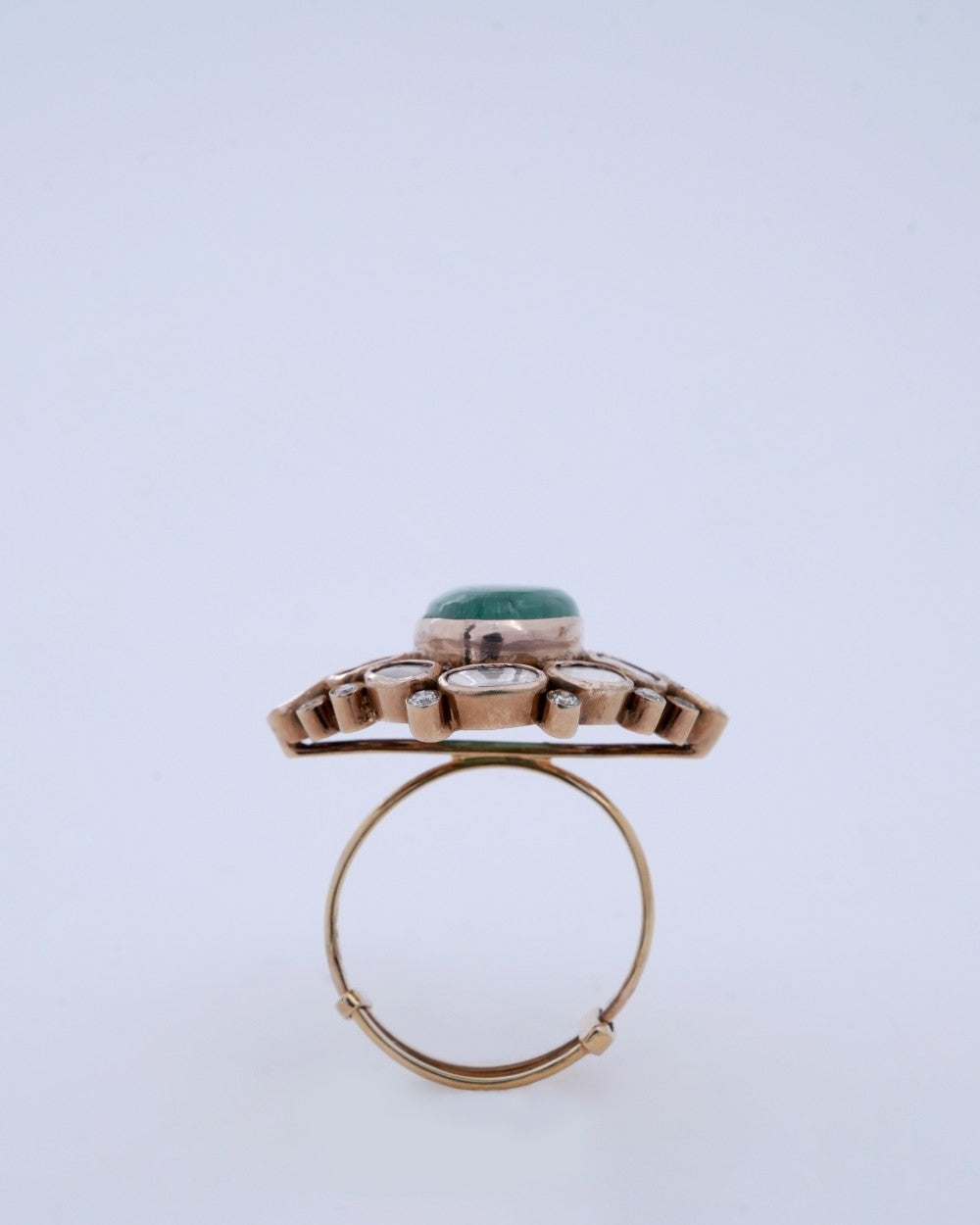 Polki Uncut Diamond Ring with Handcrafted Jali Back - K1RG18YPOL042