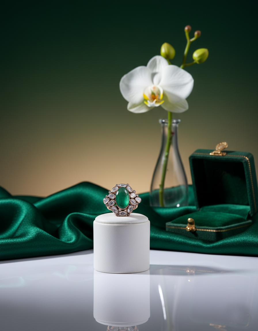 Polki Uncut Diamond Ring with Handcrafted Jali Back - K1RG18YPOL042