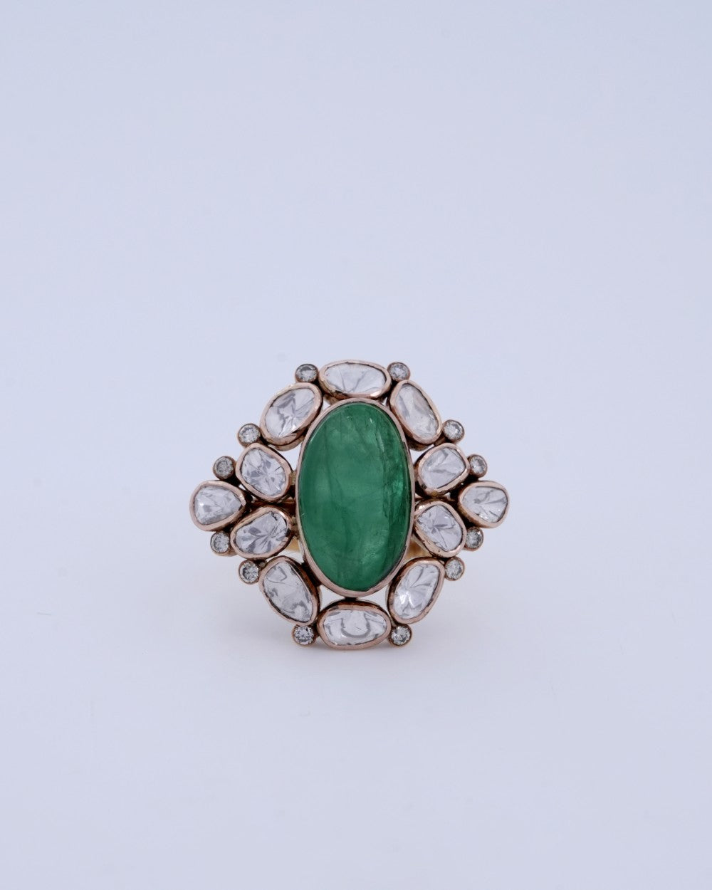 Polki Uncut Diamond Ring with Handcrafted Jali Back - K1RG18YPOL042