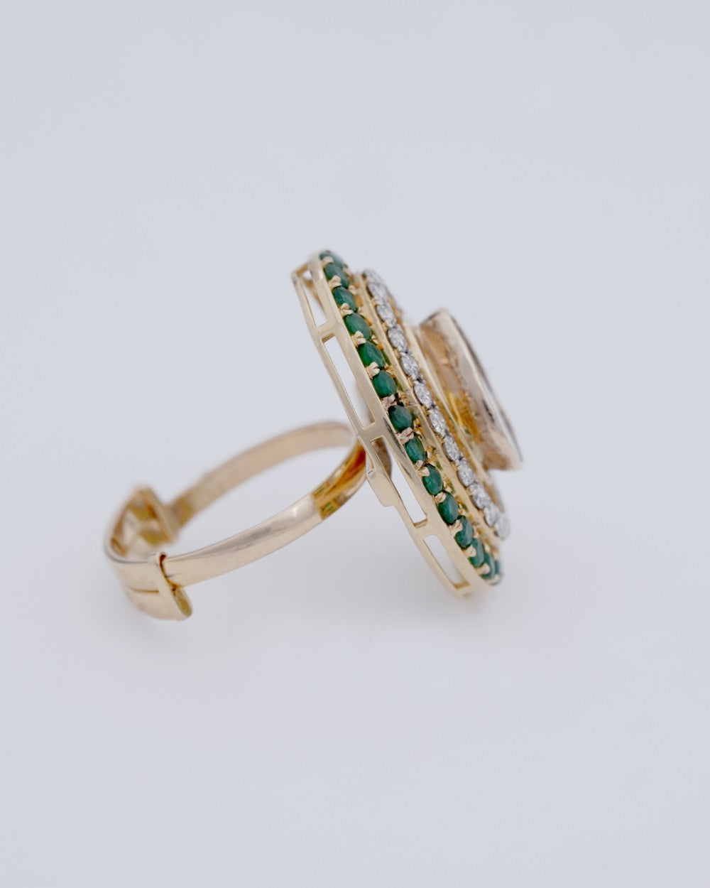 Polki Uncut Diamond Ring with Handcrafted Jali Back - K1RG18YPOL043