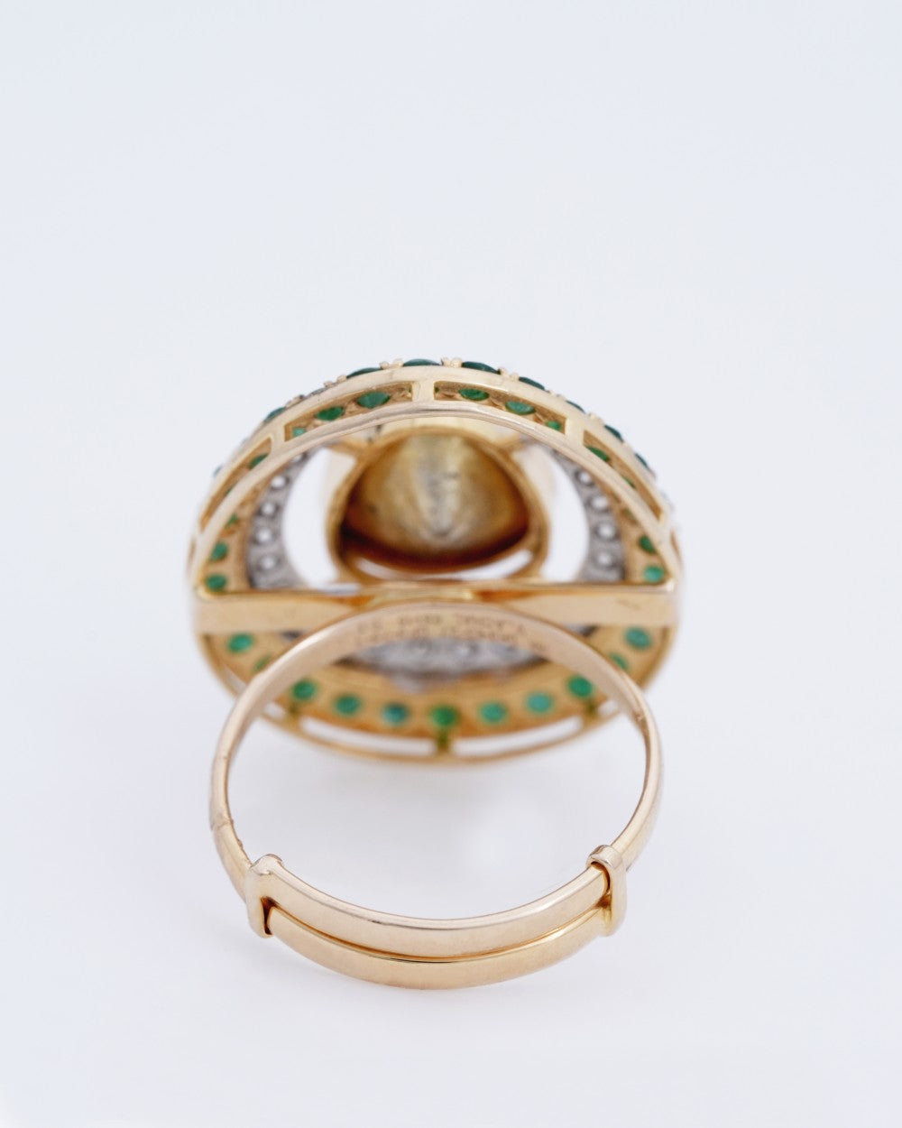 Polki Uncut Diamond Ring with Handcrafted Jali Back - K1RG18YPOL043