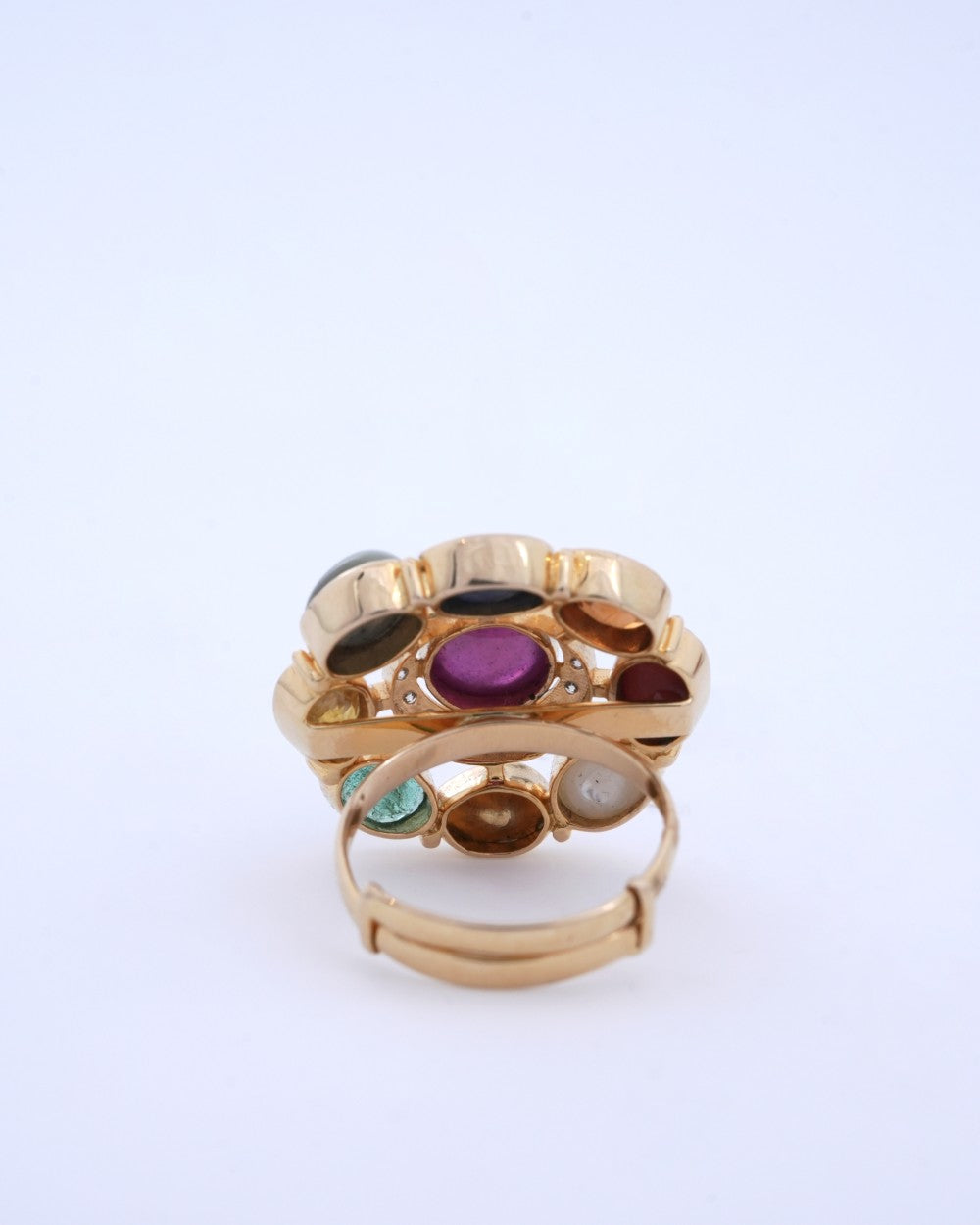 Polki Uncut Diamond Ring with Victorian Finish - K1RG18YPOL045