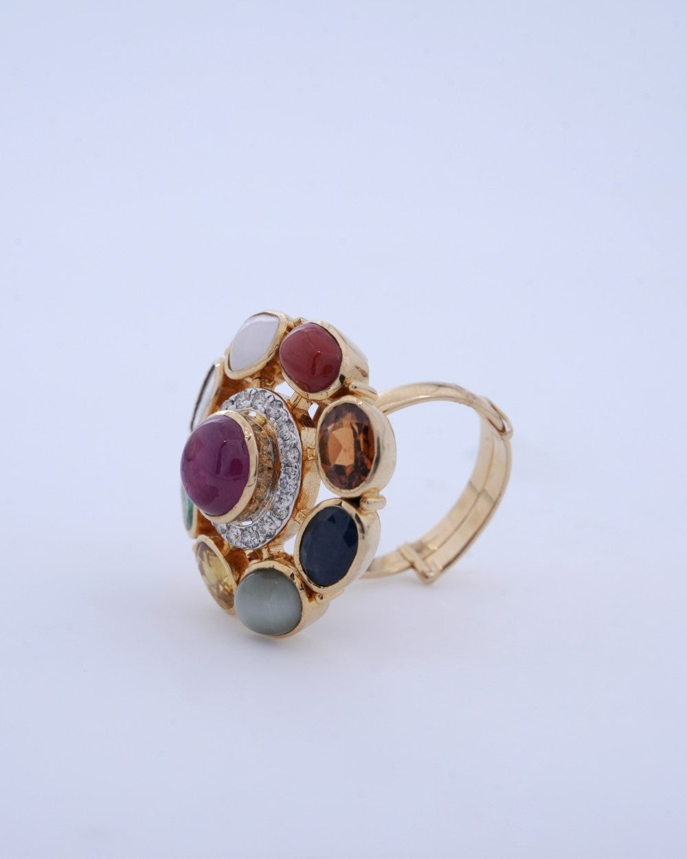 Polki Uncut Diamond Ring with Victorian Finish - K1RG18YPOL045