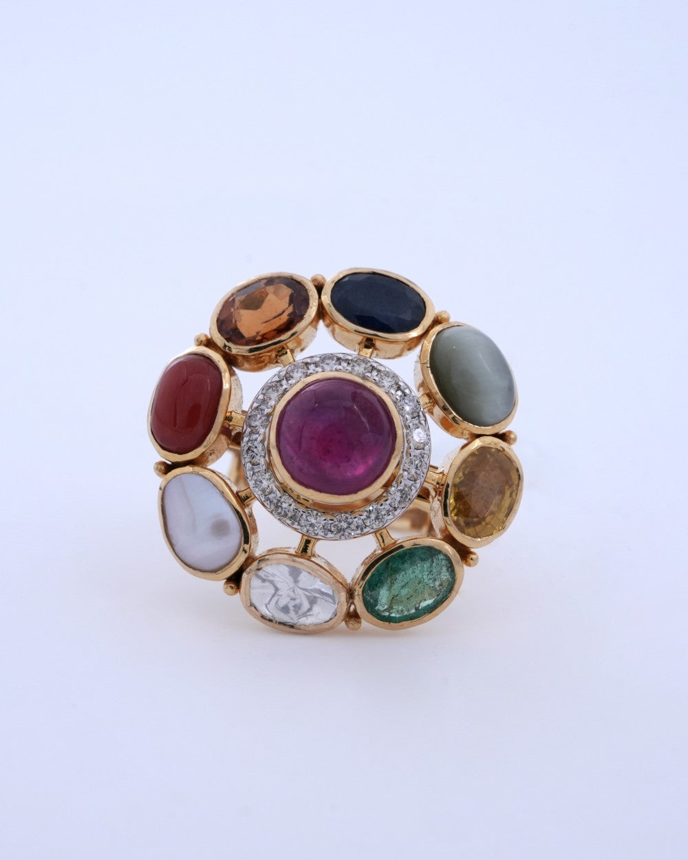 Polki Uncut Diamond Ring with Victorian Finish - K1RG18YPOL045