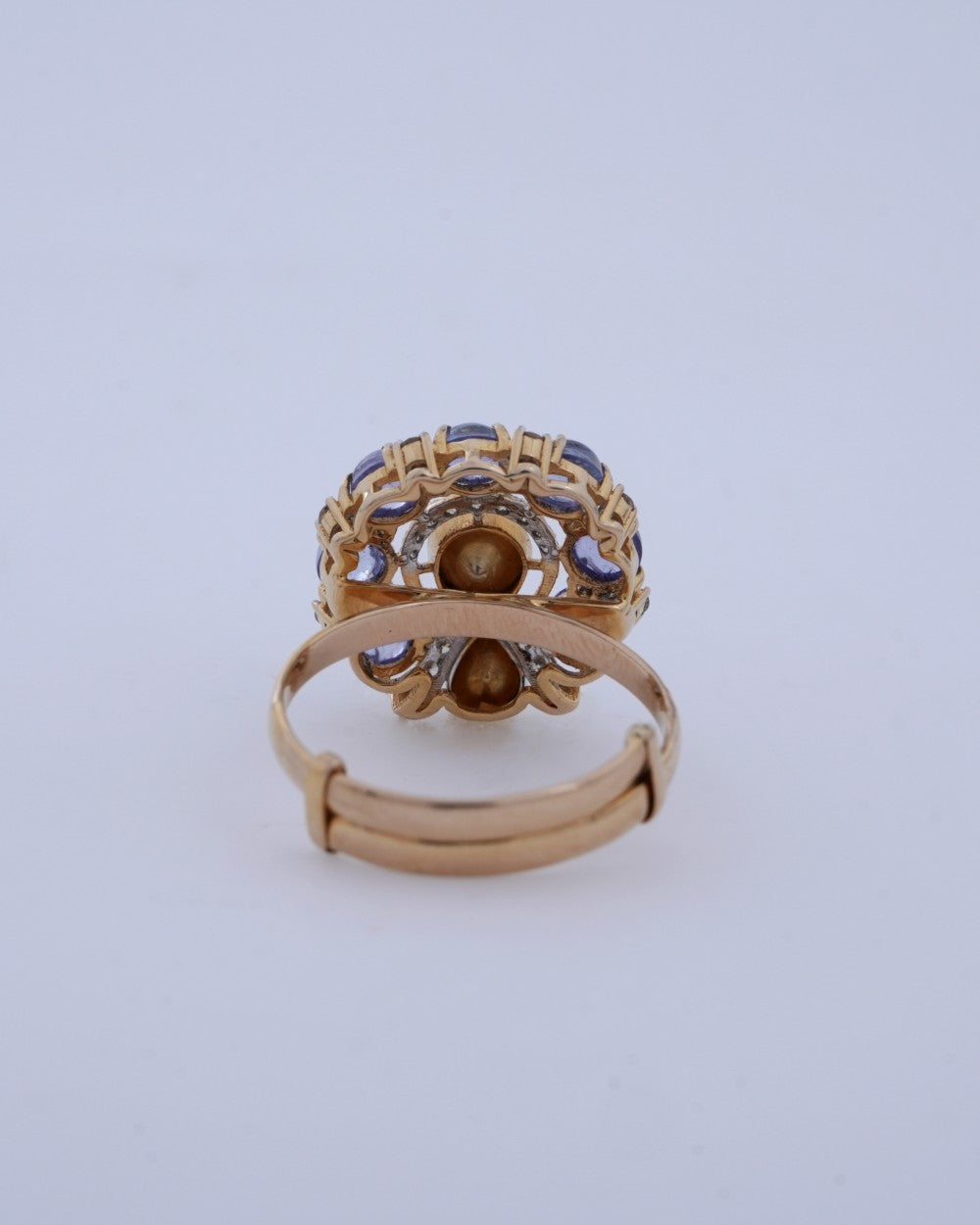 Polki Uncut Diamond Ring with Jali Work Backing - K1RG18YPOL048