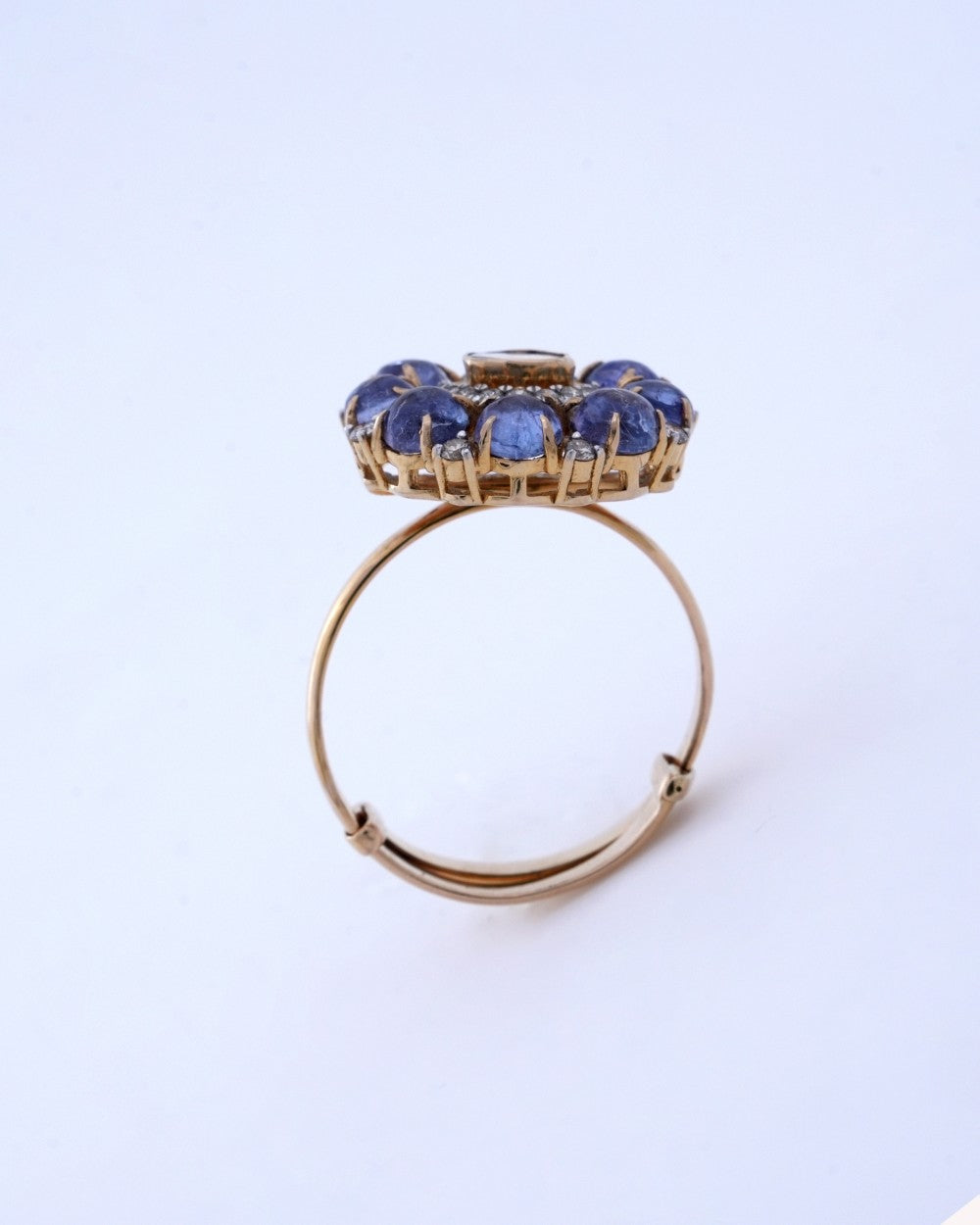 Polki Uncut Diamond Ring with Jali Work Backing - K1RG18YPOL048